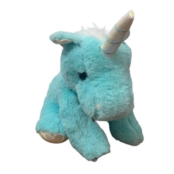 Pastel Blue Unicorn Plush Iridescent Horn Kellytoy Stuffed Animal Sitting Cute - Picture 1 of 10
